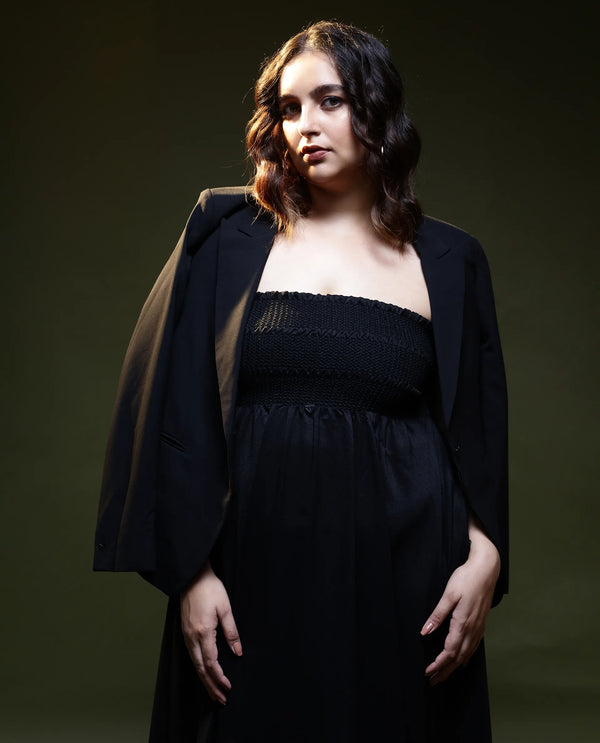 Rareism Women Gimpel Black Viscose Nylon Fabric Sleeveless Shoulder Straps Fit And Flare Plain Maxi Empire Dress