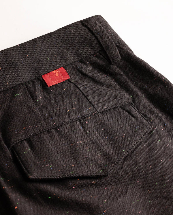 Rare Rabbit Men Biot Black Cotton Elastane Fabric Mid Rise Fantasy Print Pleated Plain Trouser