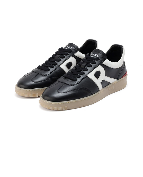 Rare Rabbit Men's Dorset Pro Black Genuine Leather Shoes Low-Top Lace-Up Dual Tone Sneaker Shoes