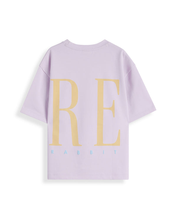 Rare Ones Kids Kin Purple Cotton Half Sleeves Crew Neck Oversized Fit Graphic Print T-Shirt