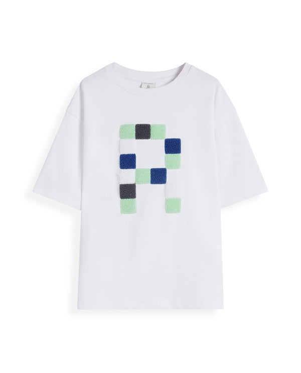 Rare Ones Kids Doe White Cotton Full Sleeves Crew Neck Towel Embroidery Print Oversized Fit T-Shirt