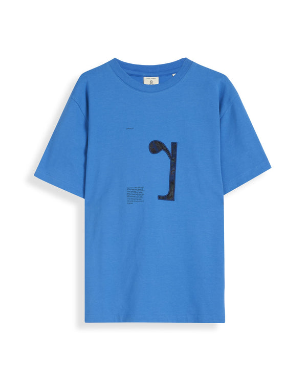 Rare Ones Kids Vel Blue Cotton Half Sleeves Crew Neck Embroidered Print T-Shirt