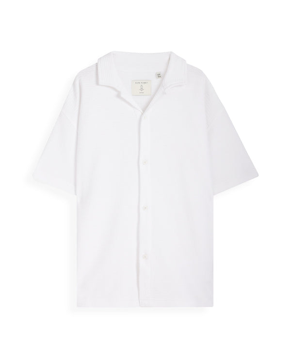 Rare Ones Kids Colen White Jacquard Half Sleeves Cuban Collar Boxy Fit Shirt