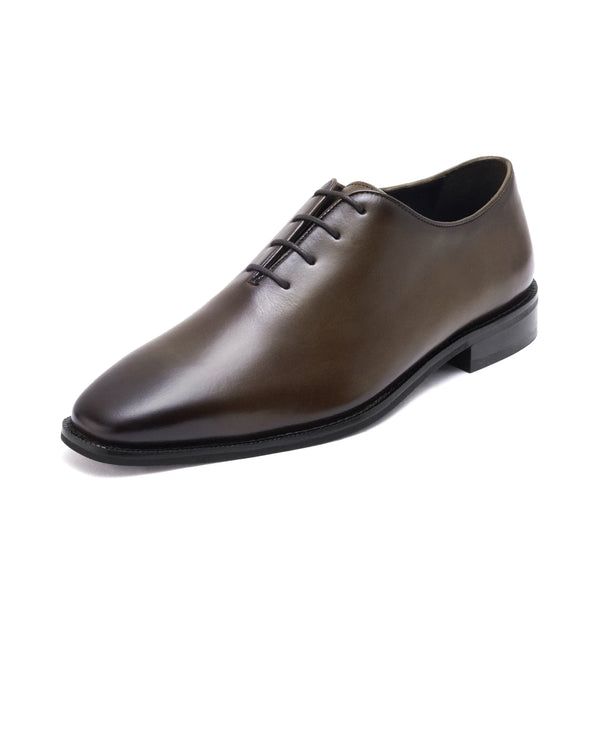 Rare Rabbit Men Corax Olive Lace-Up Single Piece Genuine Leather Shoes
