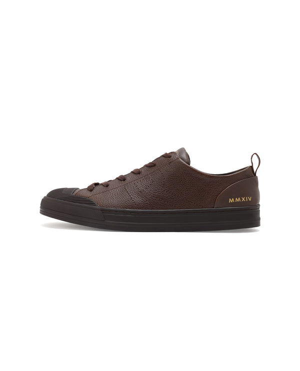 Rare Rabbit Mens Sauron Pro Dark Brown Premium Milled Leather Lace Up Low Top Round Toe Sneaker Shoes
