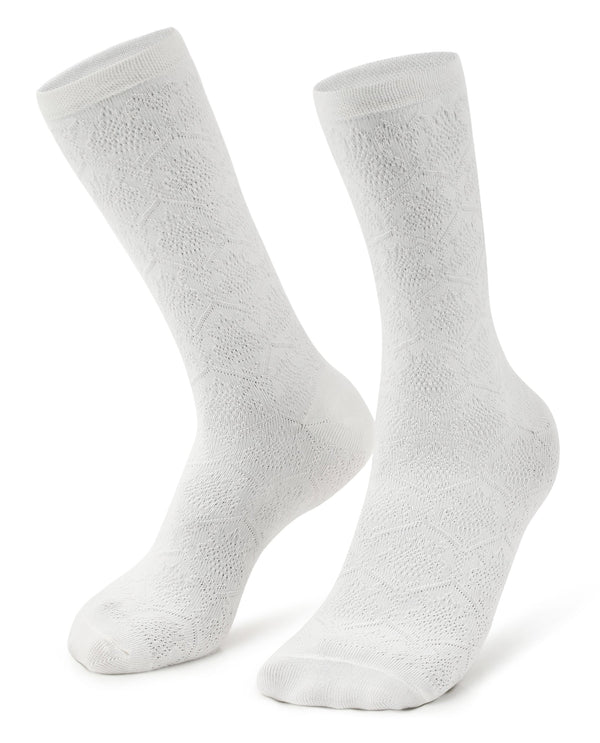 Rare Rabbit Men's Jacq Off White Cotton Fabric Mid Calf Socks