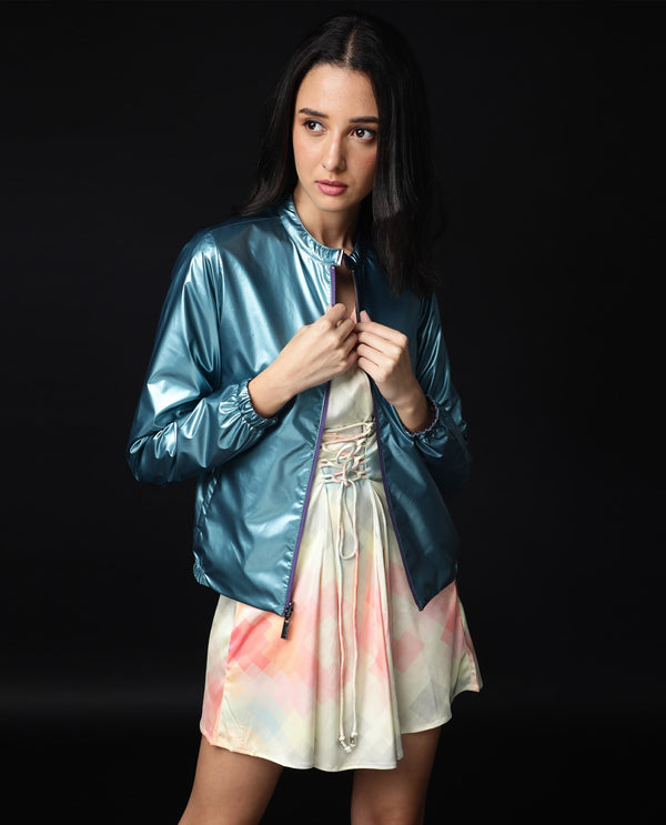 Rareism Women Seattle Off White Abstract Overlap V Neck With Criss Cross Tie Up Waist And Full Sleeves Cuff Mini Dress