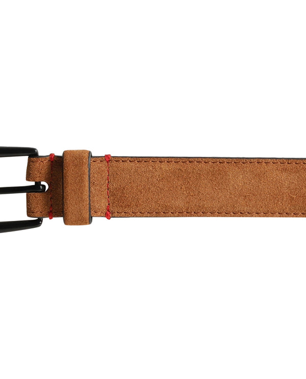 Rare Rabbit Men'S Suedo Yellow Belt Leather Fabric Solid