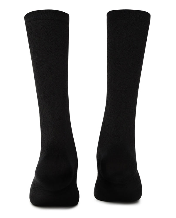 Rare Rabbit Men's Jacq Black Cotton Fabric Mid Calf Socks