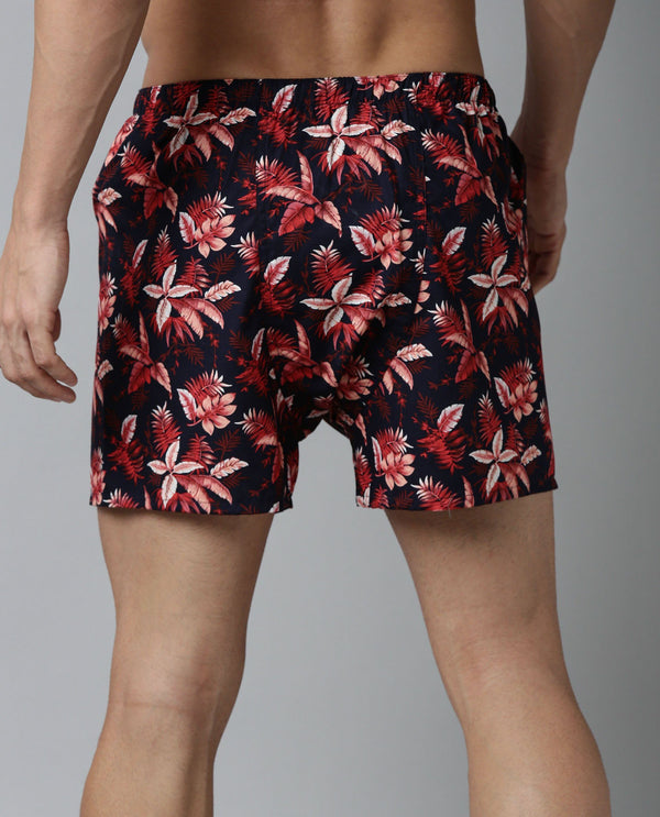 RARE RABBIT MEN'S LUKE NAVY BOXERS PRINTED MID RISE