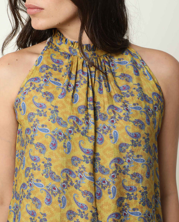 Rareism Womens Elordi Olive Top Cotton Silk Fabric Fitted Fit Sleeveless V Neck