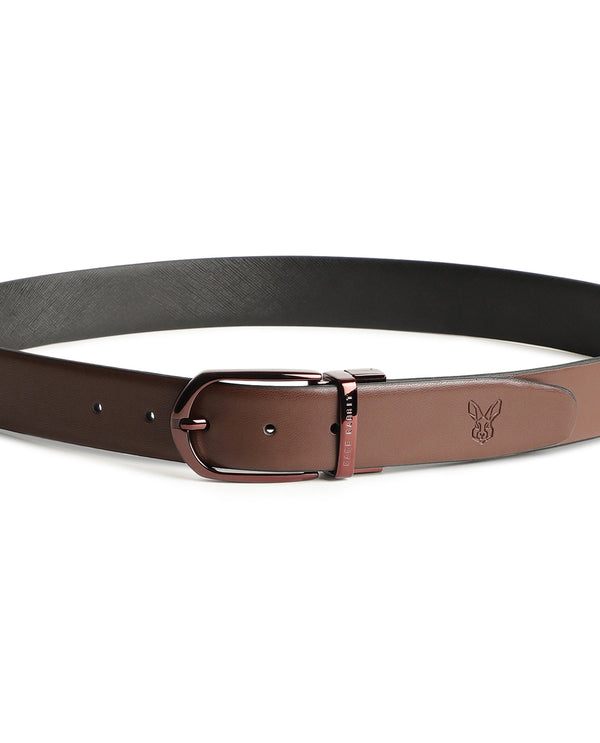 Rare Rabbit Men'S Grata Black Belt Leather
