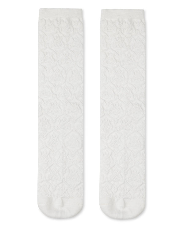 Rare Rabbit Men's Jacq Off White Cotton Fabric Mid Calf Socks
