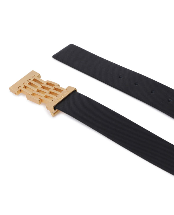 Rare Rabbit Men'S Ribs Black Belt Leather