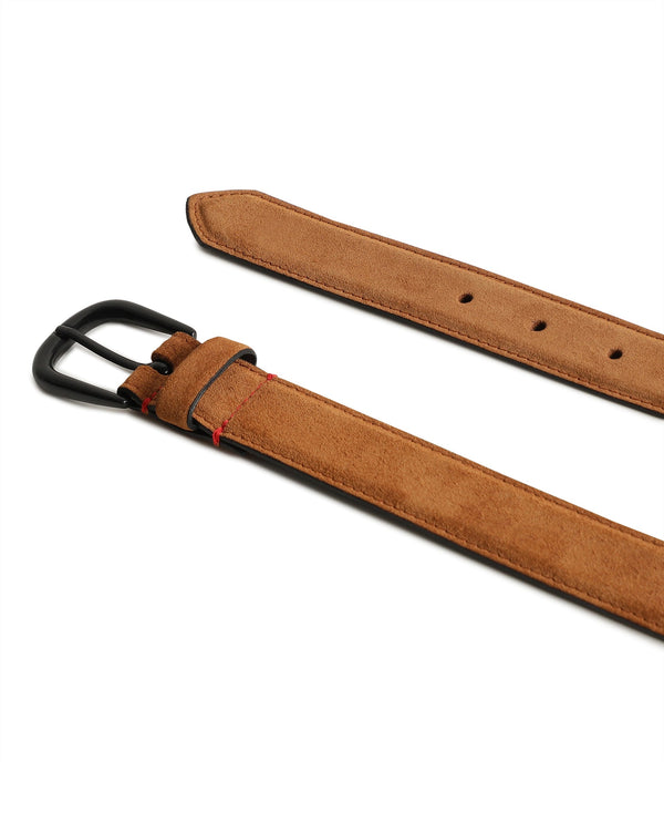 Rare Rabbit Men'S Suedo Yellow Belt Leather Fabric Solid