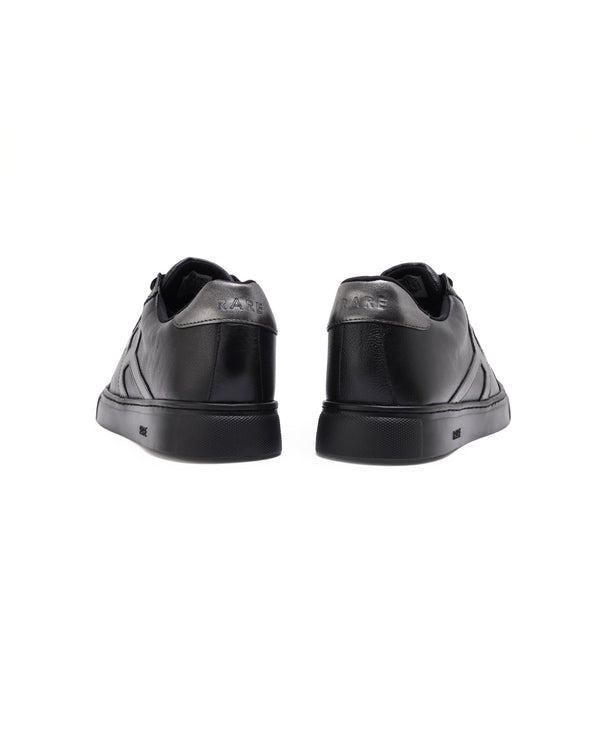 Rare Rabbit Men's Nova Pro Metallic Black Patent Leather Low-Top Lace-Up Sneaker Shoes