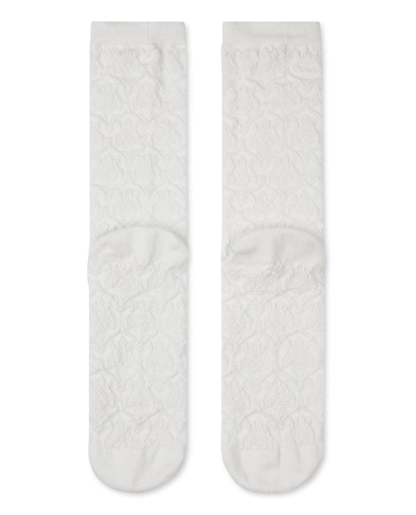Rare Rabbit Men's Jacq Off White Cotton Fabric Mid Calf Socks