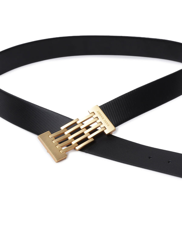 Rare Rabbit Men'S Ribs Black Belt Leather