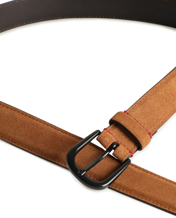 Rare Rabbit Men'S Suedo Yellow Belt Leather Fabric Solid