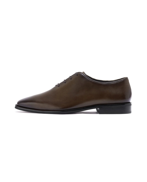 Rare Rabbit Men Corax Olive Lace-Up Single Piece Genuine Leather Shoes