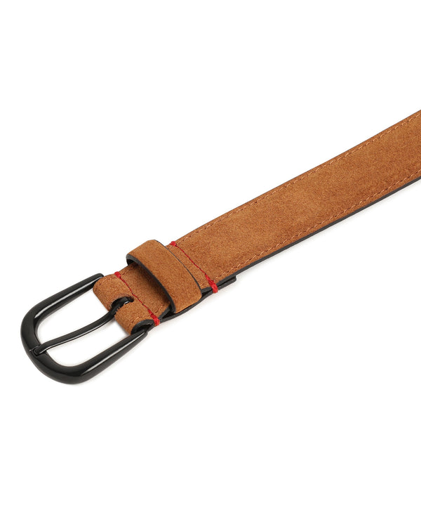 Rare Rabbit Men'S Suedo Yellow Belt Leather Fabric Solid