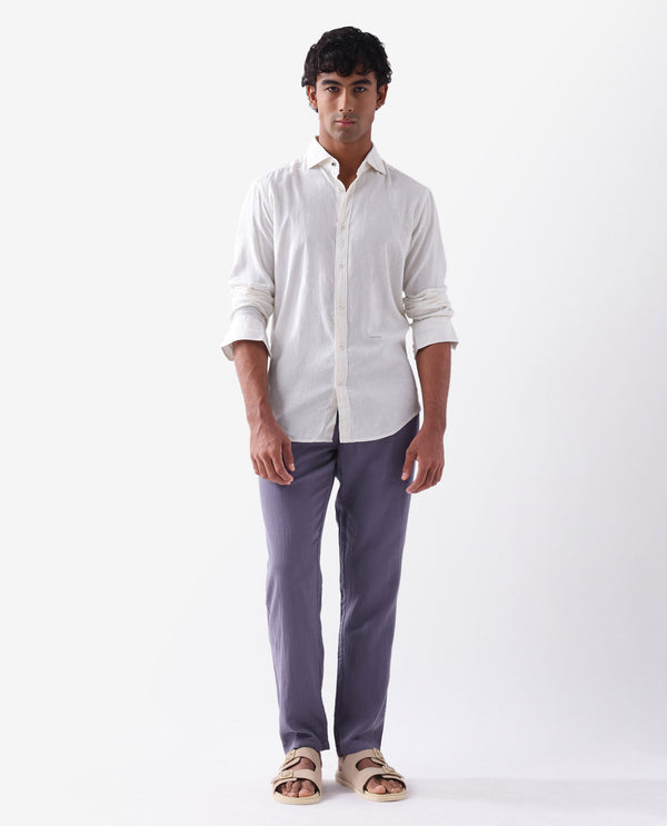 Rare Rabbit Men's Pastor Light Purple Solid Mid-Rise With Drawstring And Elastic Waistband Regular Fit Trouser