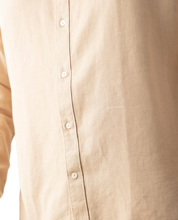 Rare Rabbit Mens Otago Beige Cotton Fabric Full Sleeves Plus size Fit Solid Twill Shirt