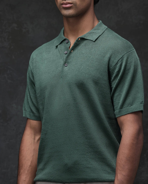 Rare Rabbit Men's Mekko Dusky Green Half Sleeves Solid Polo T-Shirt
