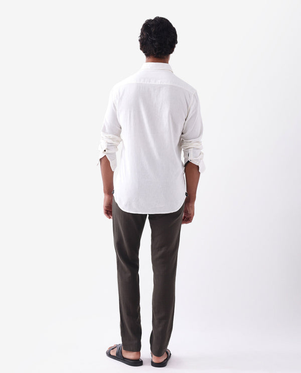 Rare Rabbit Men's Pastor-2 Brown Solid Mid-Rise With Drawstring And Elastic Waistband Regular Fit Trousers