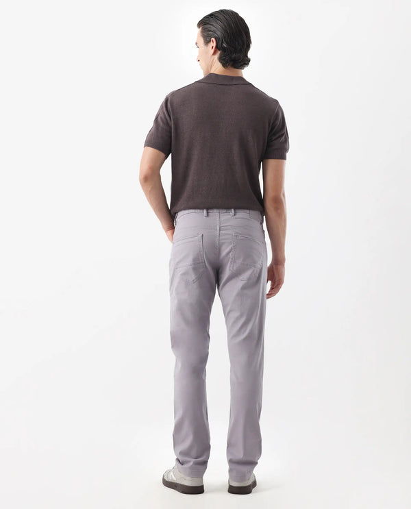 Rare Rabbit Men's Spoke - 24 Pastel Purple Linen Solid Trousers