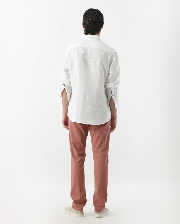 Rare Rabbit Men's Spoke -24 Rust Linen Blend Solid Trousers