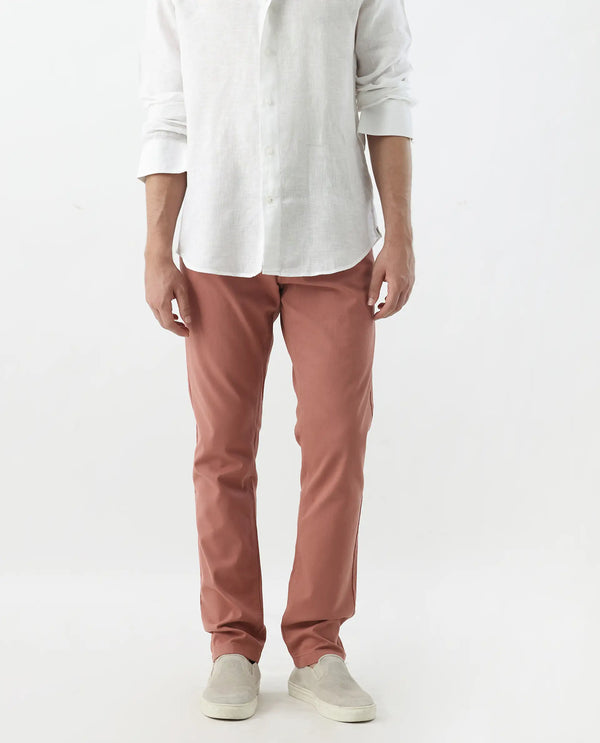 Rare Rabbit Men's Spoke -24 Rust Linen Blend Solid Trousers