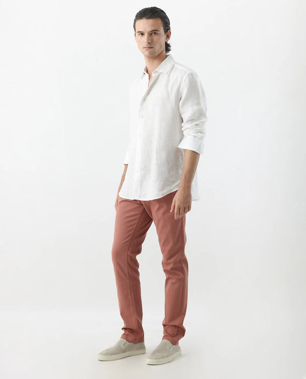 Rare Rabbit Men's Spoke -24 Rust Linen Blend Solid Trousers