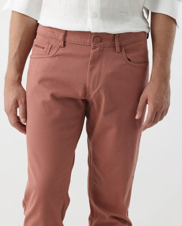 Rare Rabbit Men's Spoke -24 Rust Linen Blend Solid Trousers