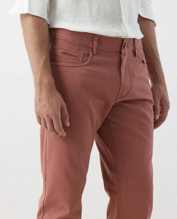 Rare Rabbit Men's Spoke -24 Rust Linen Blend Solid Trousers