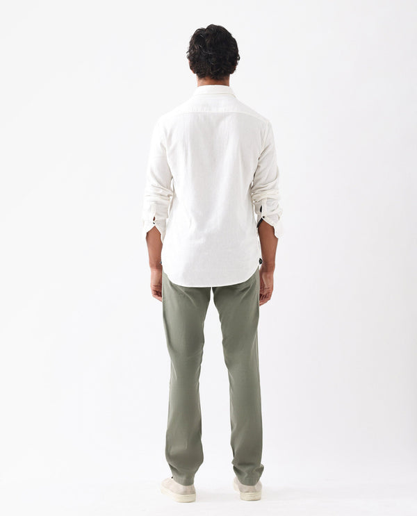 Rare Rabbit Men's Spoke -24 Pastel Green Cotton Linen Solid Trousers