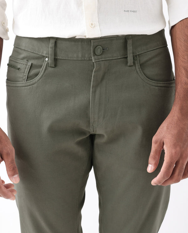 Rare Rabbit Men's Spoke -24 Pastel Green Cotton Linen Solid Trousers