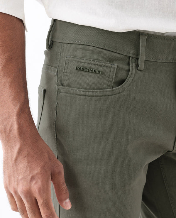 Rare Rabbit Men's Spoke -24 Pastel Green Cotton Linen Solid Trousers