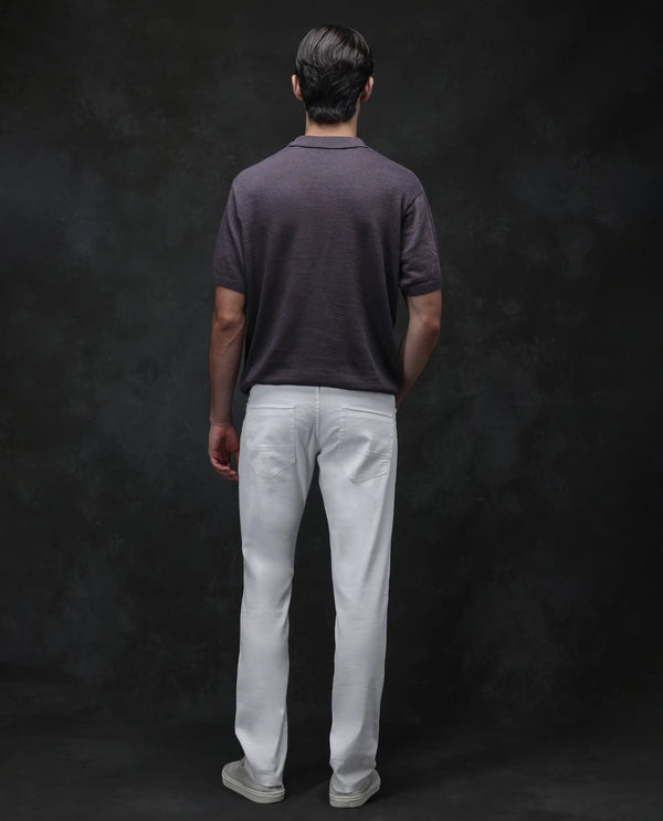 Rare Rabbit Mens Expore White Cotton Linen Fabric Regular Fit Solid Trouser
