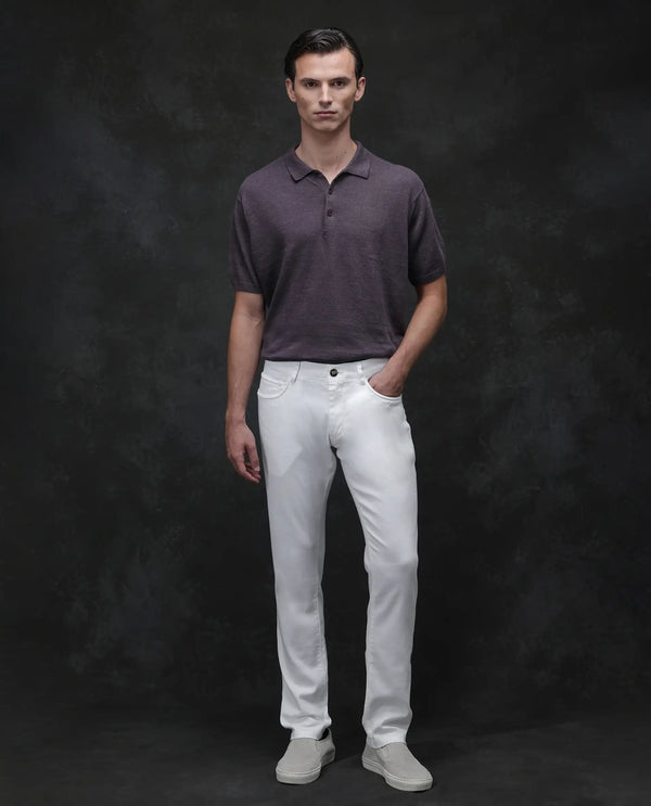 Rare Rabbit Mens Expore White Cotton Linen Fabric Regular Fit Solid Trouser