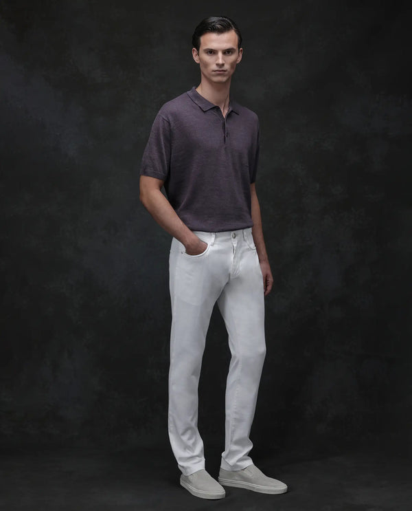 Rare Rabbit Mens Expore White Cotton Linen Fabric Regular Fit Solid Trouser