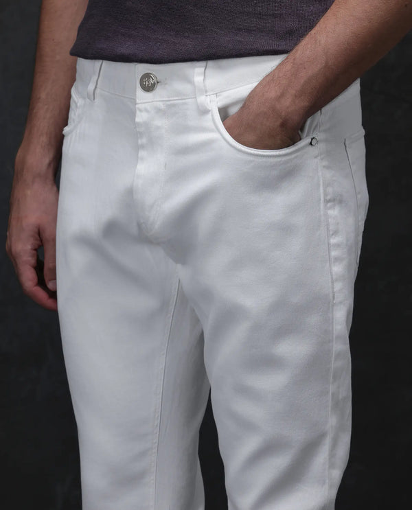 Rare Rabbit Mens Expore White Cotton Linen Fabric Regular Fit Solid Trouser