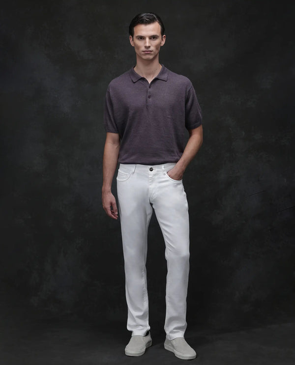 Rare Rabbit Mens Expore White Cotton Linen Fabric Regular Fit Solid Trouser