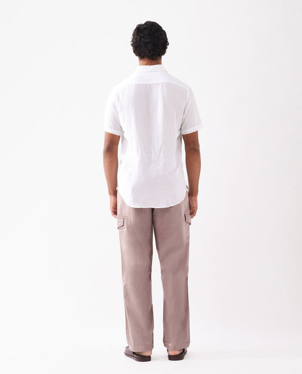 Rare Rabbit Men's Zipo Dusky Pink Cotton Fabric Mid Rise Regular Fit Solid Cargo Trouser