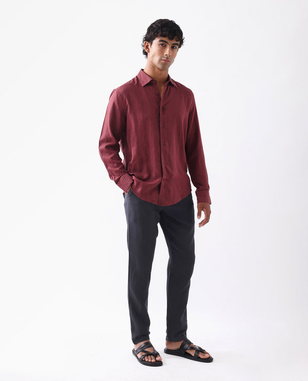 Rare Rabbit Men Pastor-3 Black Drawstring Closure Plain Trouser