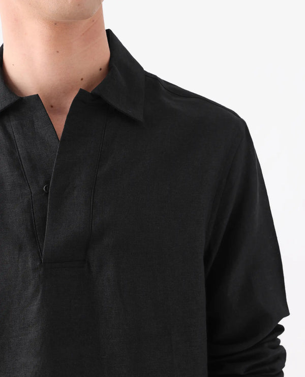 Rare Rabbit Men Figh Black Full Sleeve Broad Collar Button Closure Regular Fit Plain Shirt