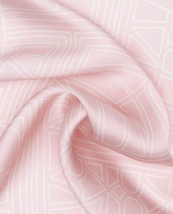 Rare Rabbit Men's Dani Beige Silk Fabric Monogram Print Pocket Square