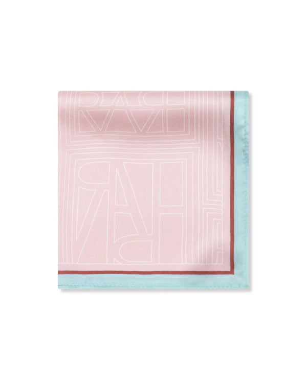 Rare Rabbit Men's Dani Beige Silk Fabric Monogram Print Pocket Square