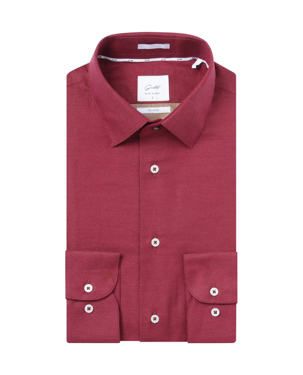 Rare Rabbit Men Forde Red Cotton Melange Fabric Full Sleeve Regular Fit Solid Shirt