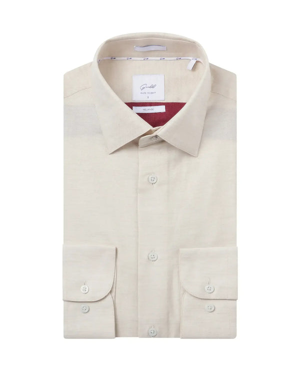 Rare Rabbit Men Forde Off White Cotton Melange Fabric Full Sleeve Regular Fit Solid Shirt